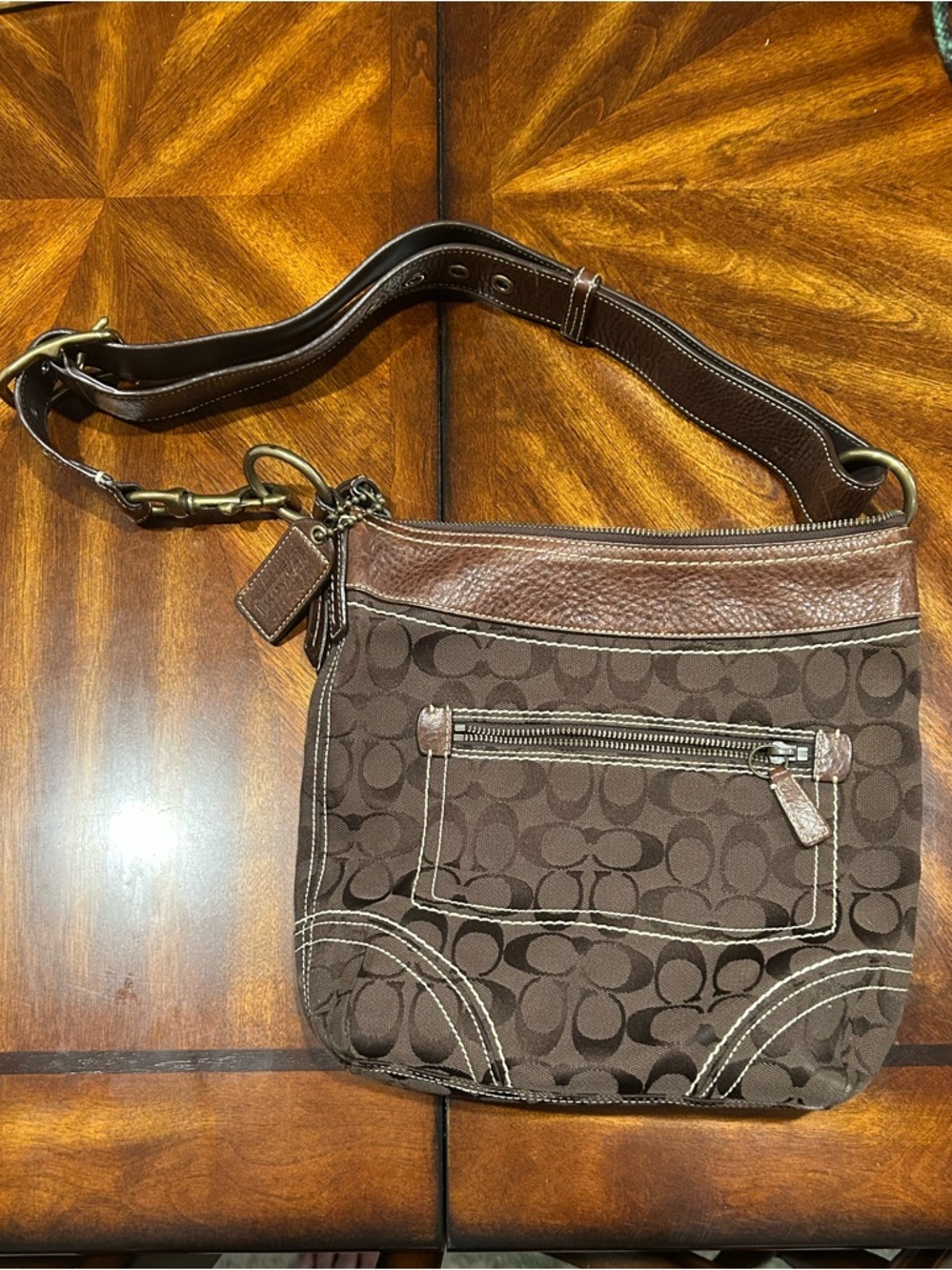 Coach Brown Signature Monogram Shoulder Bag